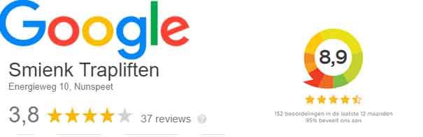 afbeelding van de reviews van Google over Smienk Trapliften