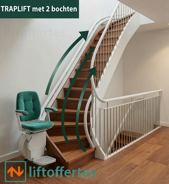 Traplift voor trap met 2 bochten of meer